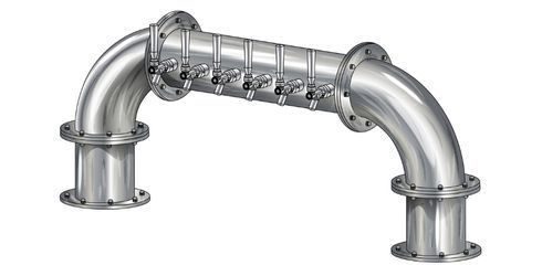 6 TAP BRUSHED SS 6" Dia. GOLDEN GATE "U" TOWER GLYCOL COOLED