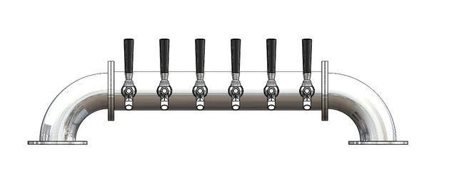 6 TAP 3" DIA. POLISHED SS LOW BRIDGE TOWER GLYCOL COOLED