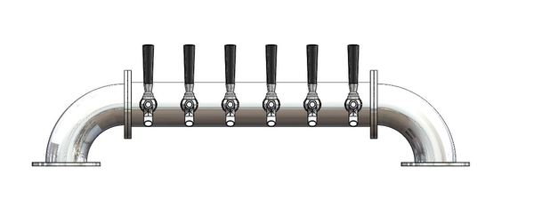 6 TAP 3" DIA. POLISHED SS LOW BRIDGE TOWER GLYCOL COOLED
