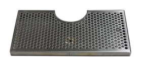 14" x 8"(6"c/o) BRUSHED SS DRIP TRAY WITH DRAIN