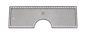 24" x 8"- 6" DIA CUT-OUT BRUSHED SS DRIP TRAY WITH DRAIN