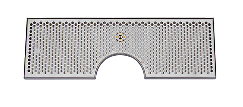 30" x 8"- 6" DIA CUT-OUT BRUSHED SS DRIP TRAY WITH DRAIN