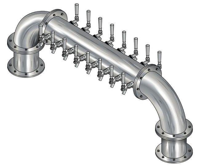 16 TAP BRUSHED SS 6" Dia(8+8) DBL SERV GOLDEN GATE TOWER CLD