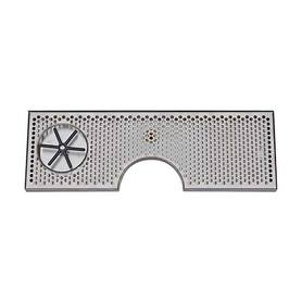 24" x 8"- 6" DIA CUT-OUT BRUSHED SS SPRAY DRIP TRAY
